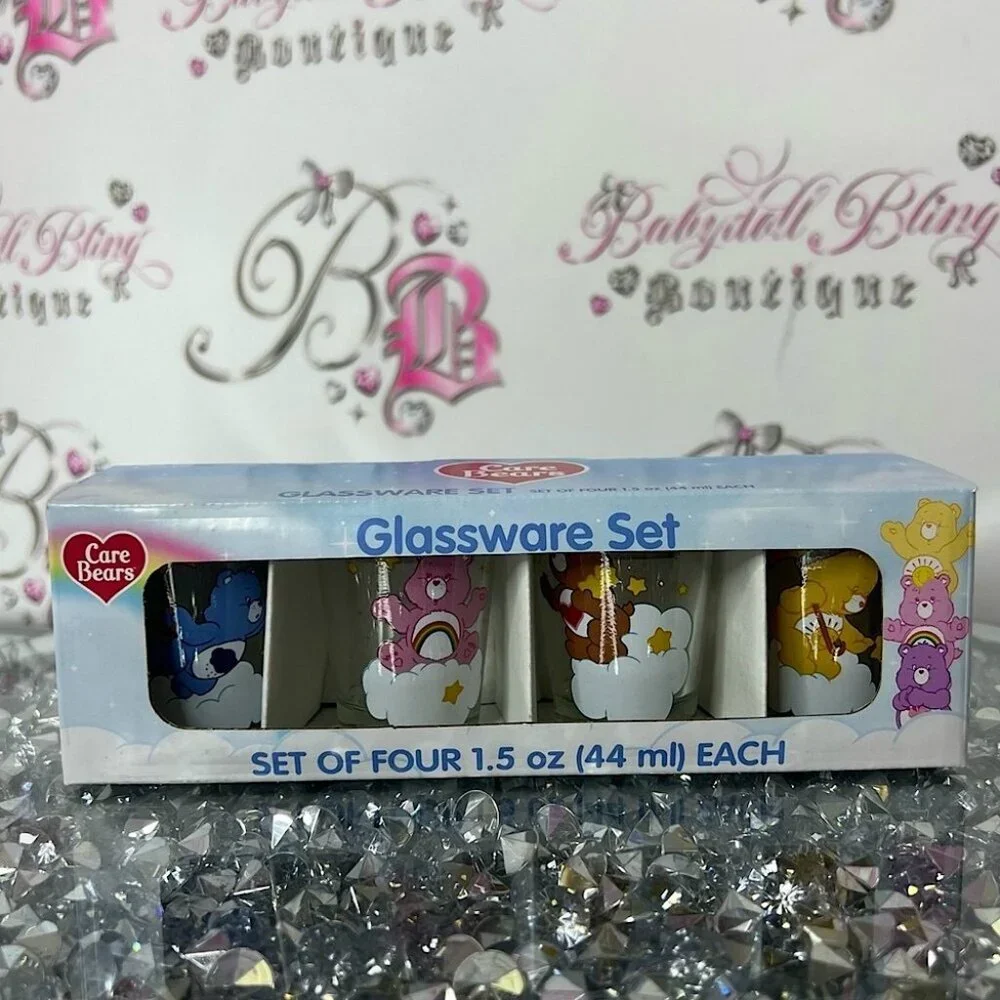 Care Bears Glassware Set 4 shot glasses brand new in package cute bears